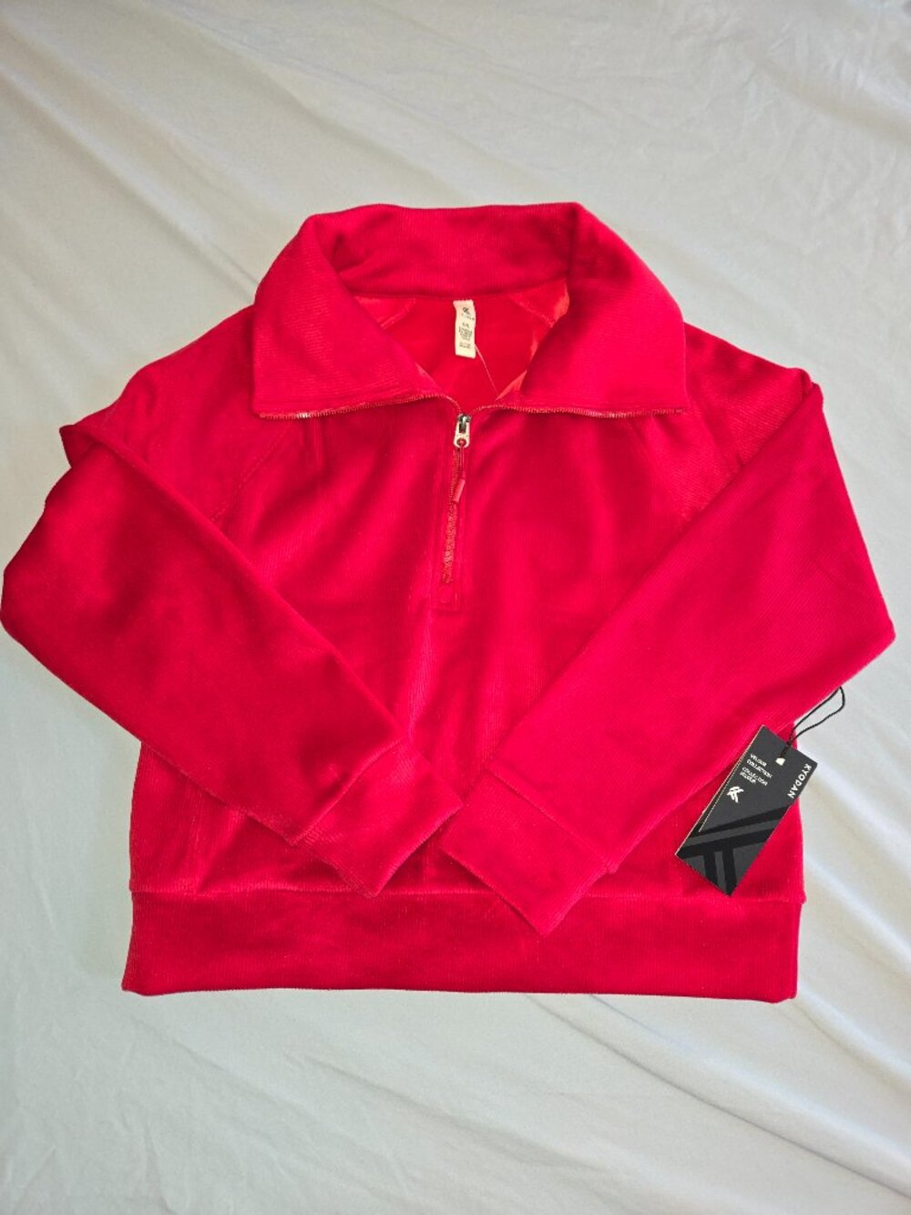 Kyodan Active Women's Large 1/4 Zip Cherry Red  Velour Collection Sweatshirt